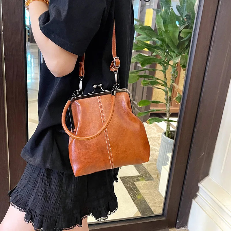 Vintage Style Women Handbag Brown Versatile Designer Shoulder Bag PU Leather Ladys Shell Purses Crossbody Bags