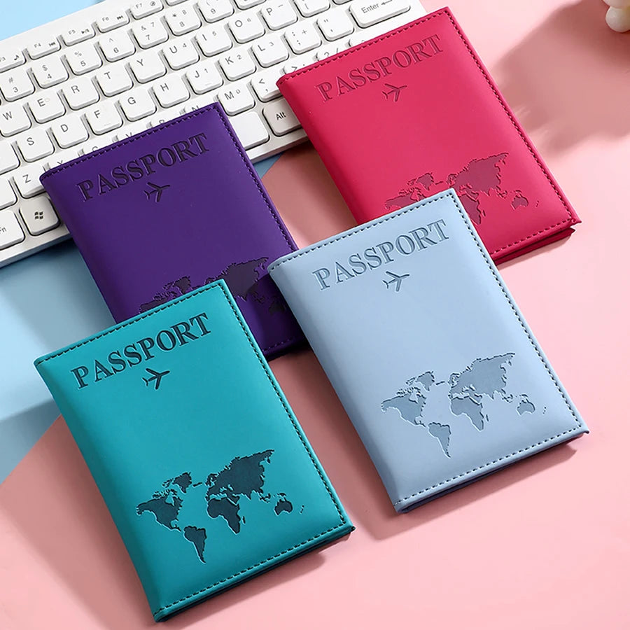 Stylish Travel Passport Cover, Multi-Card Slot for Tickets & Bank Cards, Lightweight Scratch-Resistant PU Material