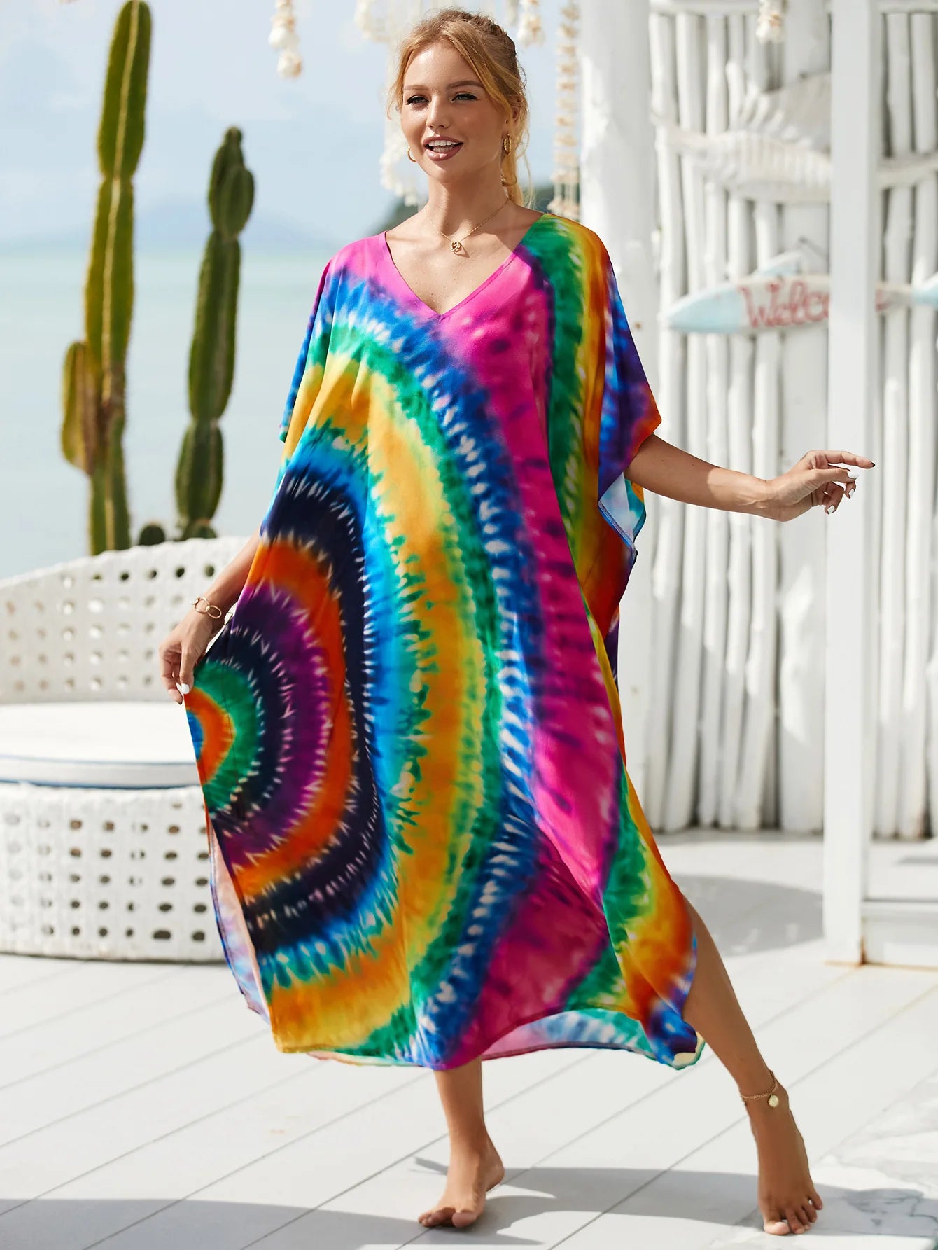 Gisy Luxury Beach Kaftan-Elegant Resort Cover-Up