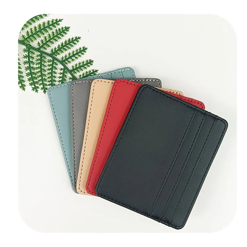 PU Leather ID Card Case - Slim Multi-Slot Holder for Bank/Credit Cards