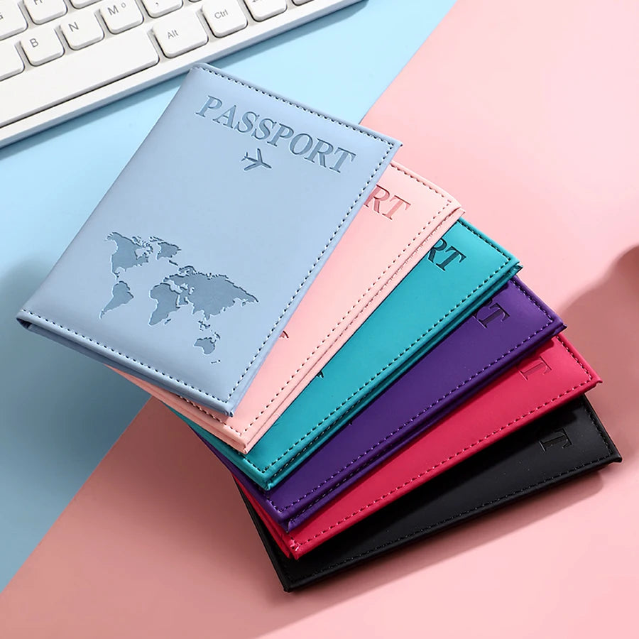 Stylish Travel Passport Cover, Multi-Card Slot for Tickets & Bank Cards, Lightweight Scratch-Resistant PU Material