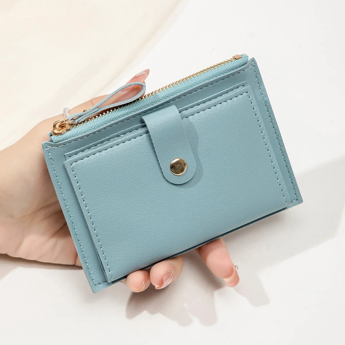 Minimalist and Fashionable Women's Short Card Bag Ultra-Thin Mini PU Leather Zero Wallet Women's Credit Card Holder Wallet