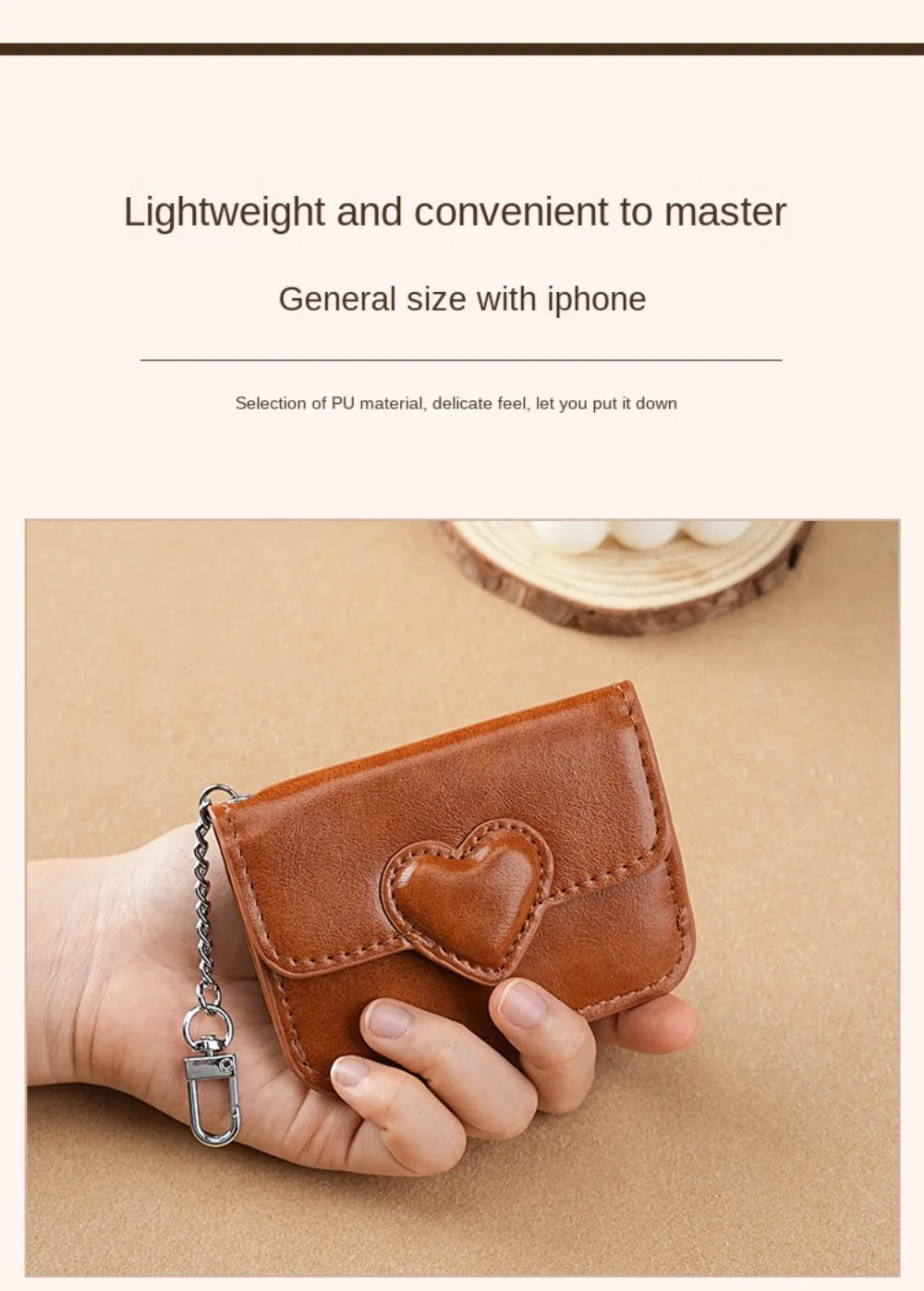 Women Lightweight PULeather Card Holder Cute Heart Shaped Small Wallet Multi-card Anti-magnetic Card Holder Travel Cash Coin Bag