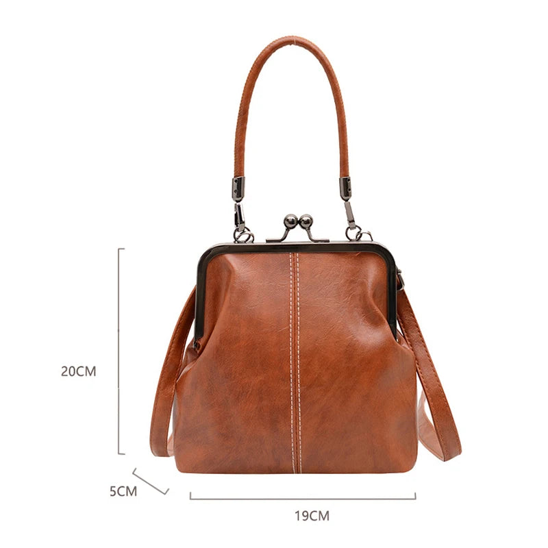 Vintage Style Women Handbag Brown Versatile Designer Shoulder Bag PU Leather Ladys Shell Purses Crossbody Bags