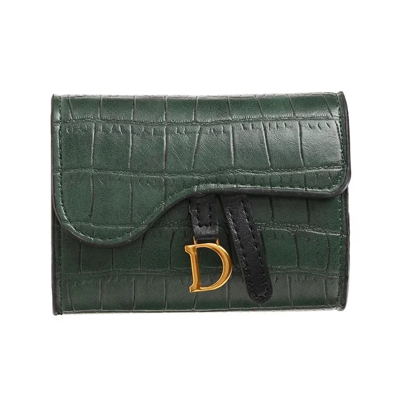 Women Luxury Card Holder Short Mini PU Wallet Letter Printed Multi Card Small Multi Functional Clutch Bag