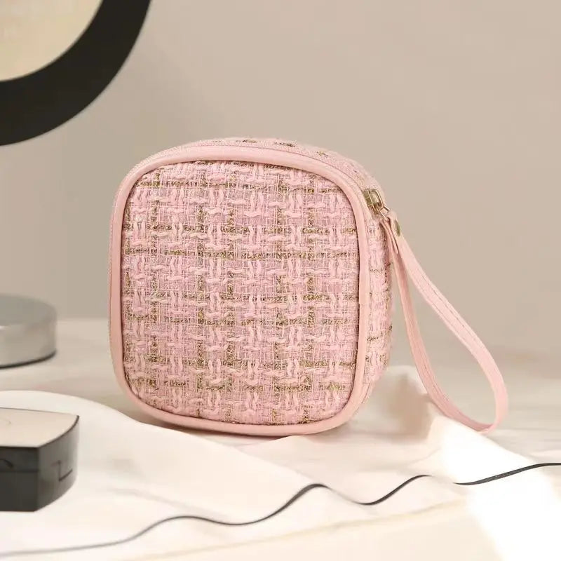 Simple Mini Makeup Storage Bag Ladies Portable Lipstick Key Coin Data Line Organizer Pouch Girl Sanitary Napkins Tote Bag