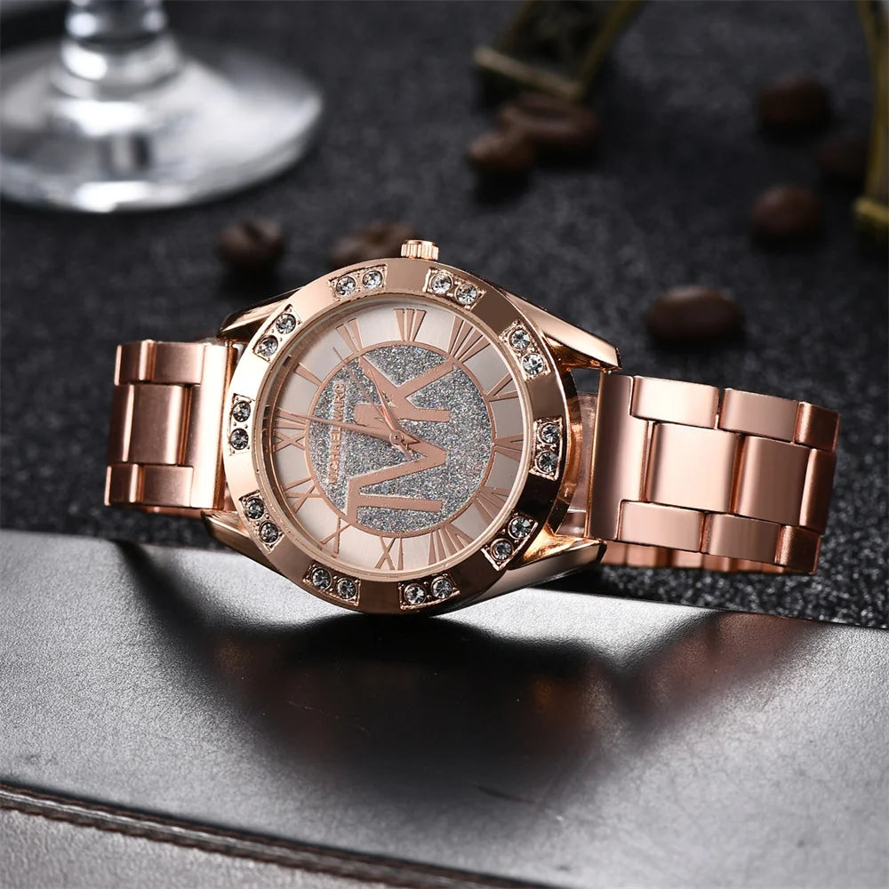 Luxury Women's Watch Fashion 2025 Diamonds TVK Quartz Watch Business Stainless Steel Gold Ladies Clock Gift Wristwatch