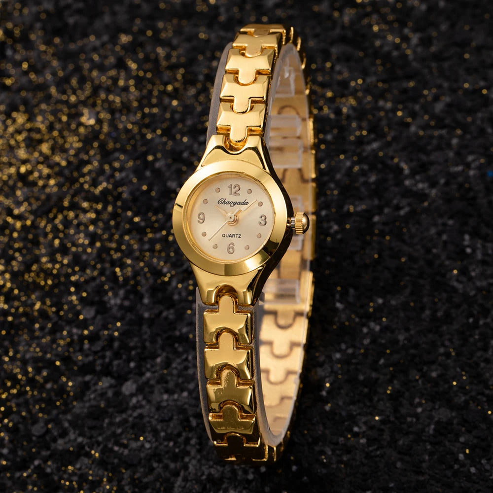 Golden Bracelet Watch For Women Small Dial Luxury Ladies Wristwatch Steel Elegant Quartz Female Clock Fashion Gift Reloj Mujer