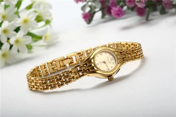 Golden Bracelet Watch For Women Small Dial Luxury Ladies Wristwatch Steel Elegant Quartz Female Clock Fashion Gift Reloj Mujer