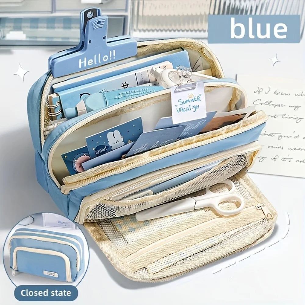 A Large-capacity Multi-layer Pencil Case, A Simple Multi-purpose Student Stationery Box And Makeup Storage Bag