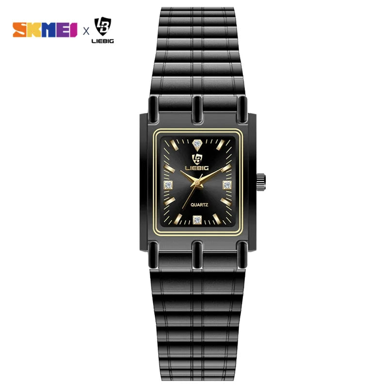LIEBIG Luxury Gold Steel Bracelet Wristwatches Female Male Clock Golden Quartz Watch For Men Women Watches Relogio Masculino
