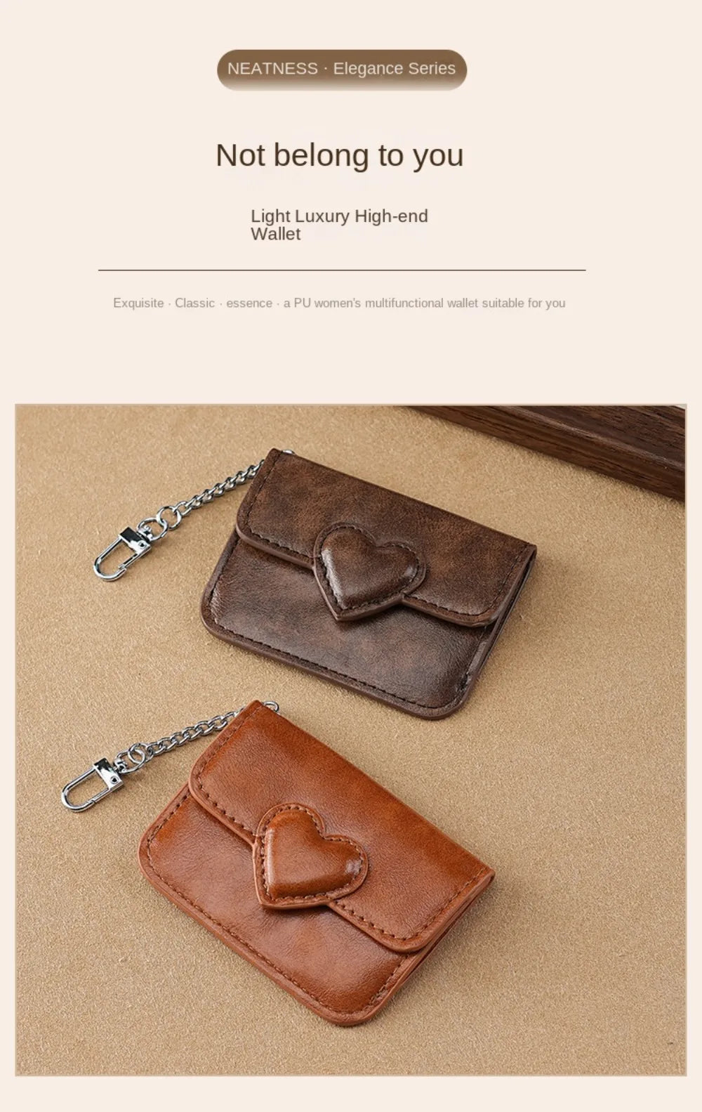 Women Lightweight PULeather Card Holder Cute Heart Shaped Small Wallet Multi-card Anti-magnetic Card Holder Travel Cash Coin Bag