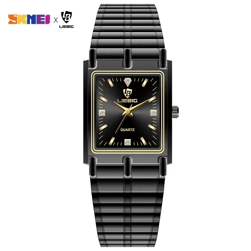 LIEBIG Luxury Gold Steel Bracelet Wristwatches Female Male Clock Golden Quartz Watch For Men Women Watches Relogio Masculino