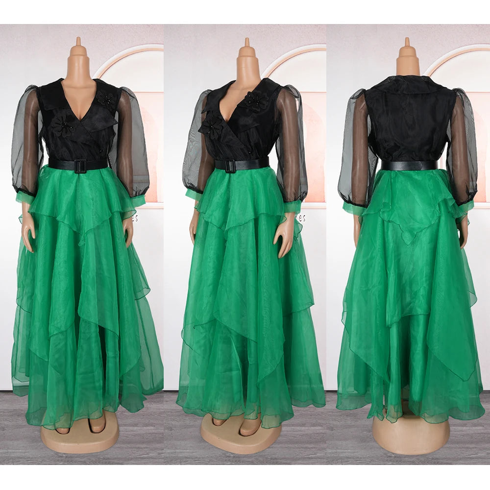 Luxury African Ankara Maxi Dress – Elegant Plus Size Wedding & Party Dress