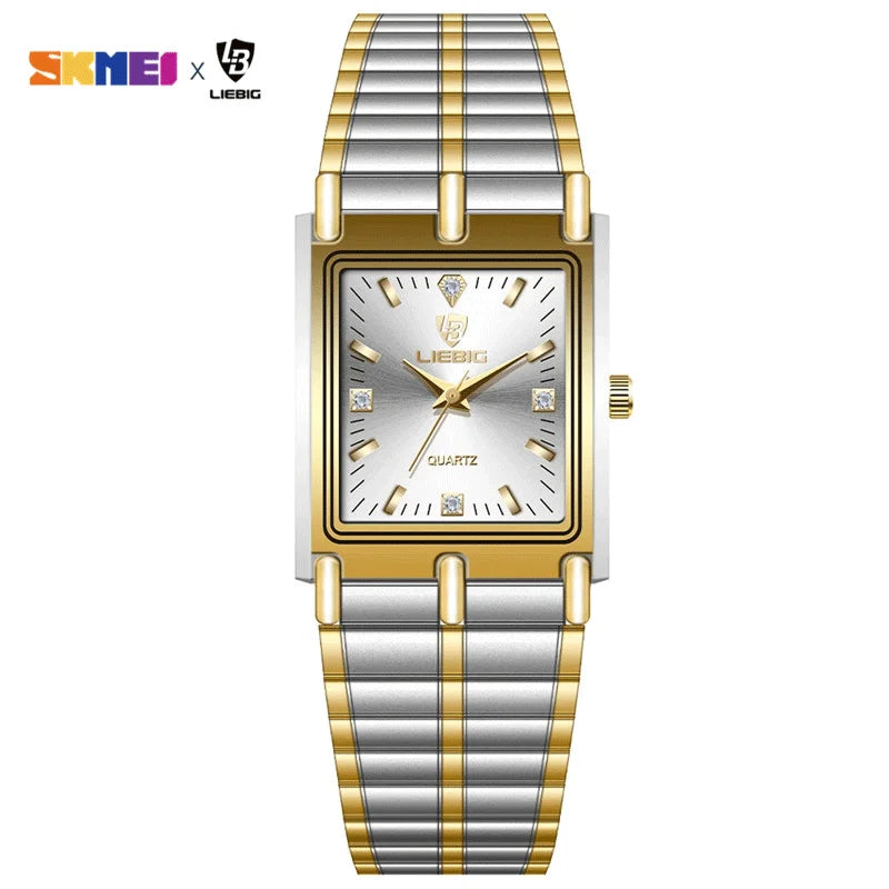 LIEBIG Luxury Gold Steel Bracelet Wristwatches Female Male Clock Golden Quartz Watch For Men Women Watches Relogio Masculino