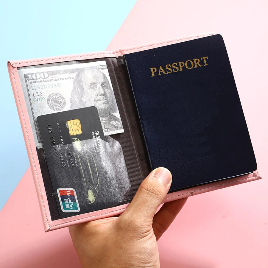 Stylish Travel Passport Cover, Multi-Card Slot for Tickets & Bank Cards, Lightweight Scratch-Resistant PU Material