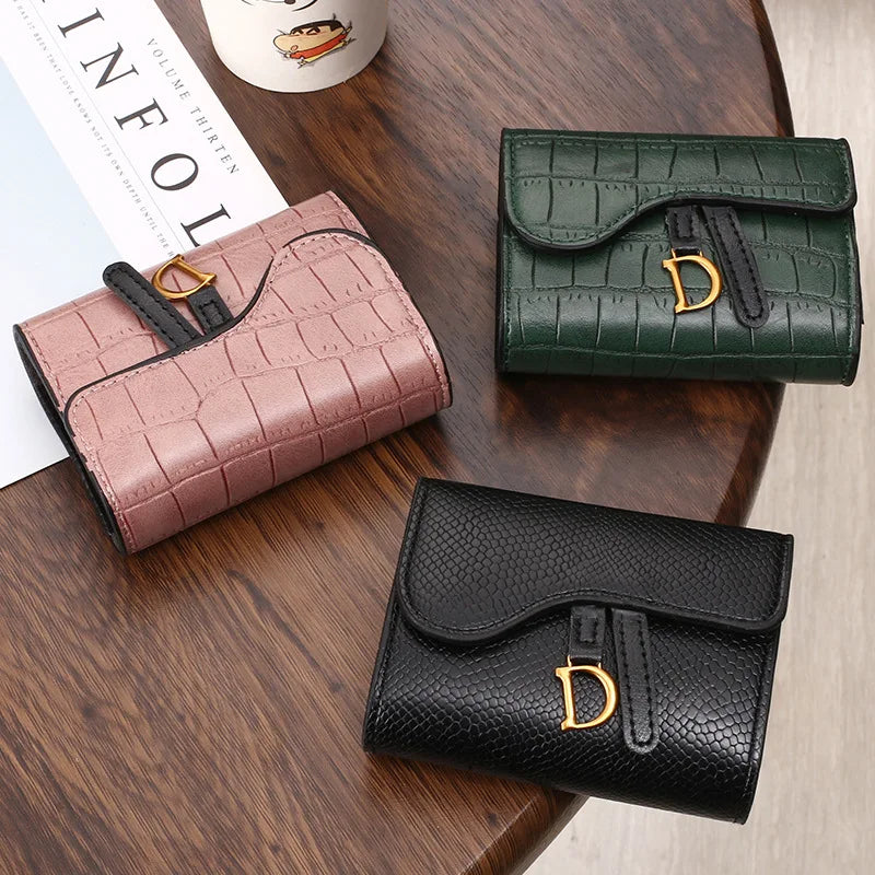 Women Luxury Card Holder Short Mini PU Wallet Letter Printed Multi Card Small Multi Functional Clutch Bag