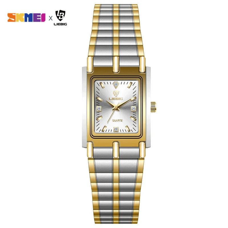 LIEBIG Luxury Gold Steel Bracelet Wristwatches Female Male Clock Golden Quartz Watch For Men Women Watches Relogio Masculino