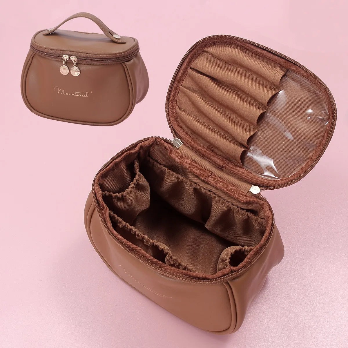 Women's Large-Capacity Portable High-End Waterproof Makeup Bag, Large Capacity PU Leather Wash Bag, Travel Cosmetics Storage Bag