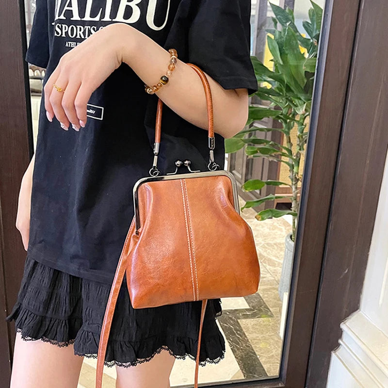 Vintage Style Women Handbag Brown Versatile Designer Shoulder Bag PU Leather Ladys Shell Purses Crossbody Bags