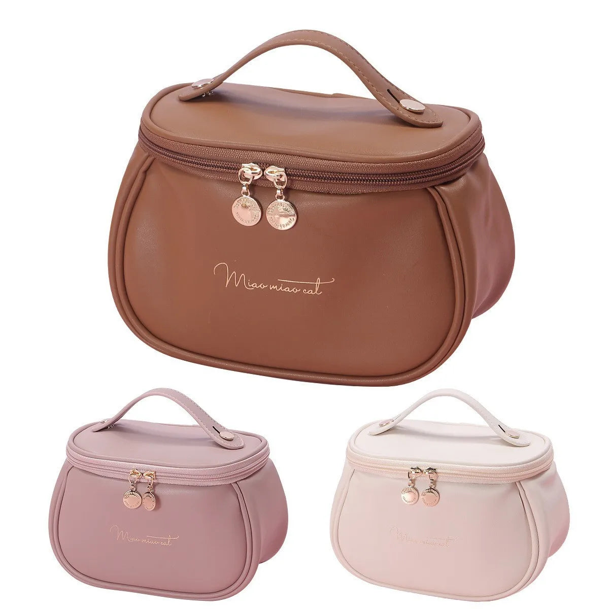 Women's Large-Capacity Portable High-End Waterproof Makeup Bag, Large Capacity PU Leather Wash Bag, Travel Cosmetics Storage Bag
