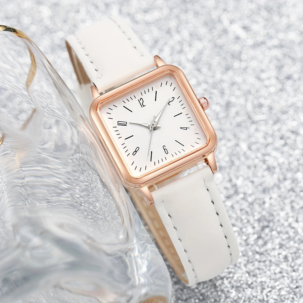 2/4PCS Fashion Minimalist Watch Luxury Men's and Women's Leather Belt Business Leisure Bracelet Quartz Watch