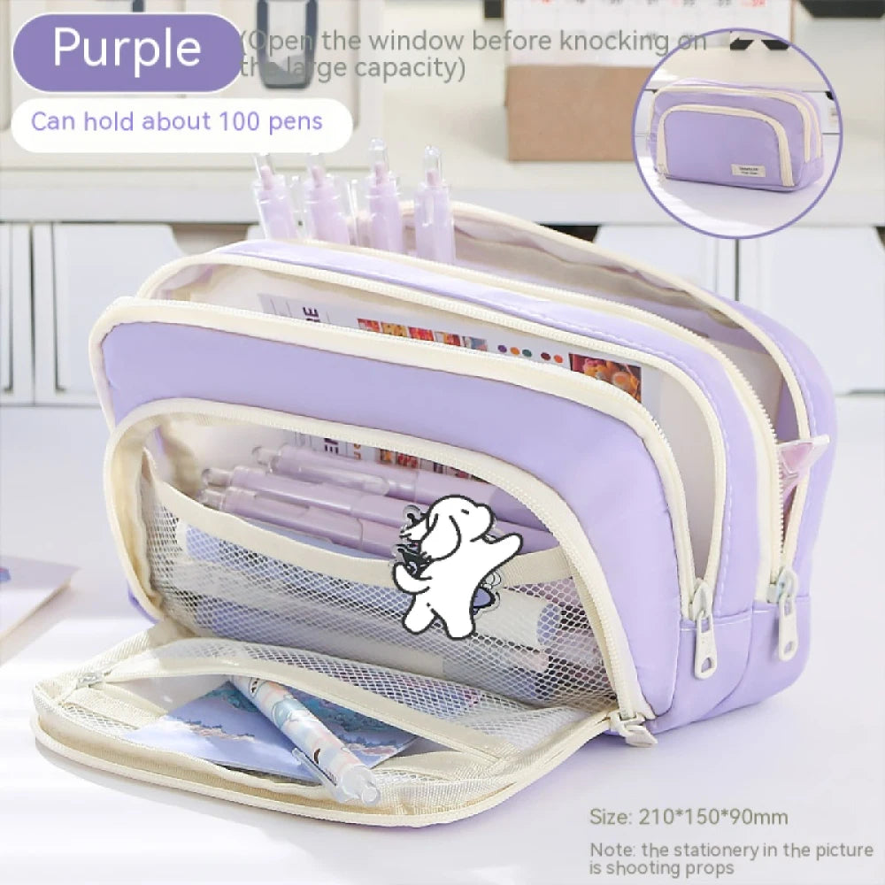A Large-capacity Multi-layer Pencil Case, A Simple Multi-purpose Student Stationery Box And Makeup Storage Bag