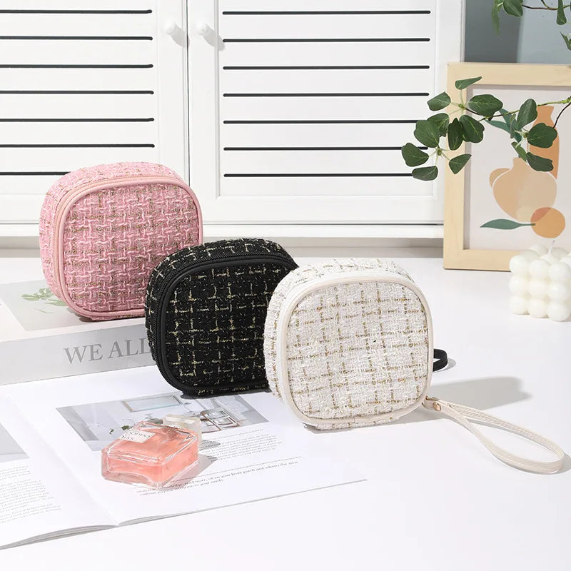Simple Mini Makeup Storage Bag Ladies Portable Lipstick Key Coin Data Line Organizer Pouch Girl Sanitary Napkins Tote Bag