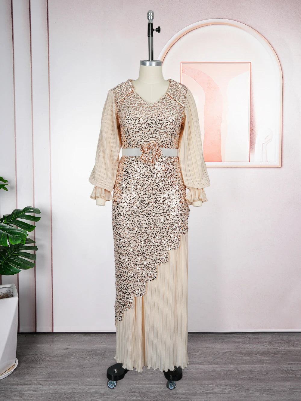 Luxury African Sequin Maxi Dress – Elegant Plus Size Evening & Party Gown