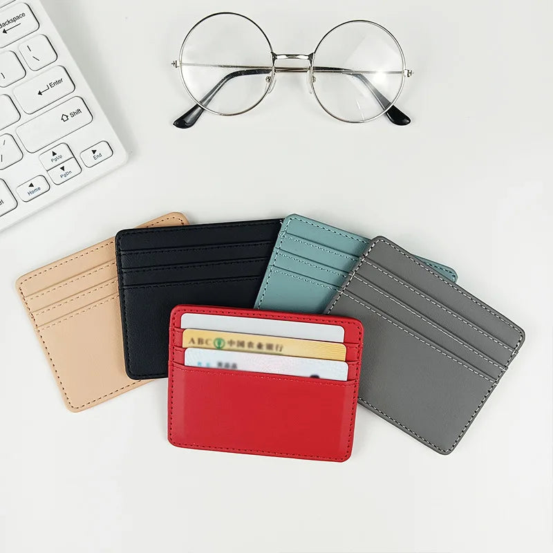 PU Leather ID Card Case - Slim Multi-Slot Holder for Bank/Credit Cards