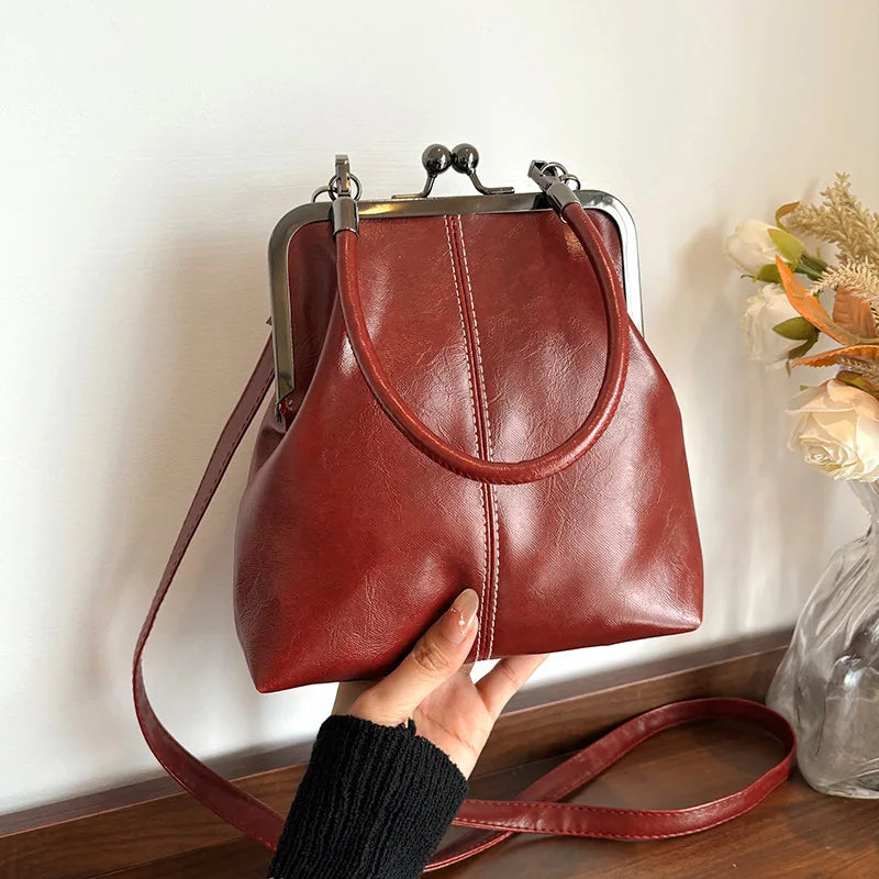 Vintage Style Women Handbag Brown Versatile Designer Shoulder Bag PU Leather Ladys Shell Purses Crossbody Bags