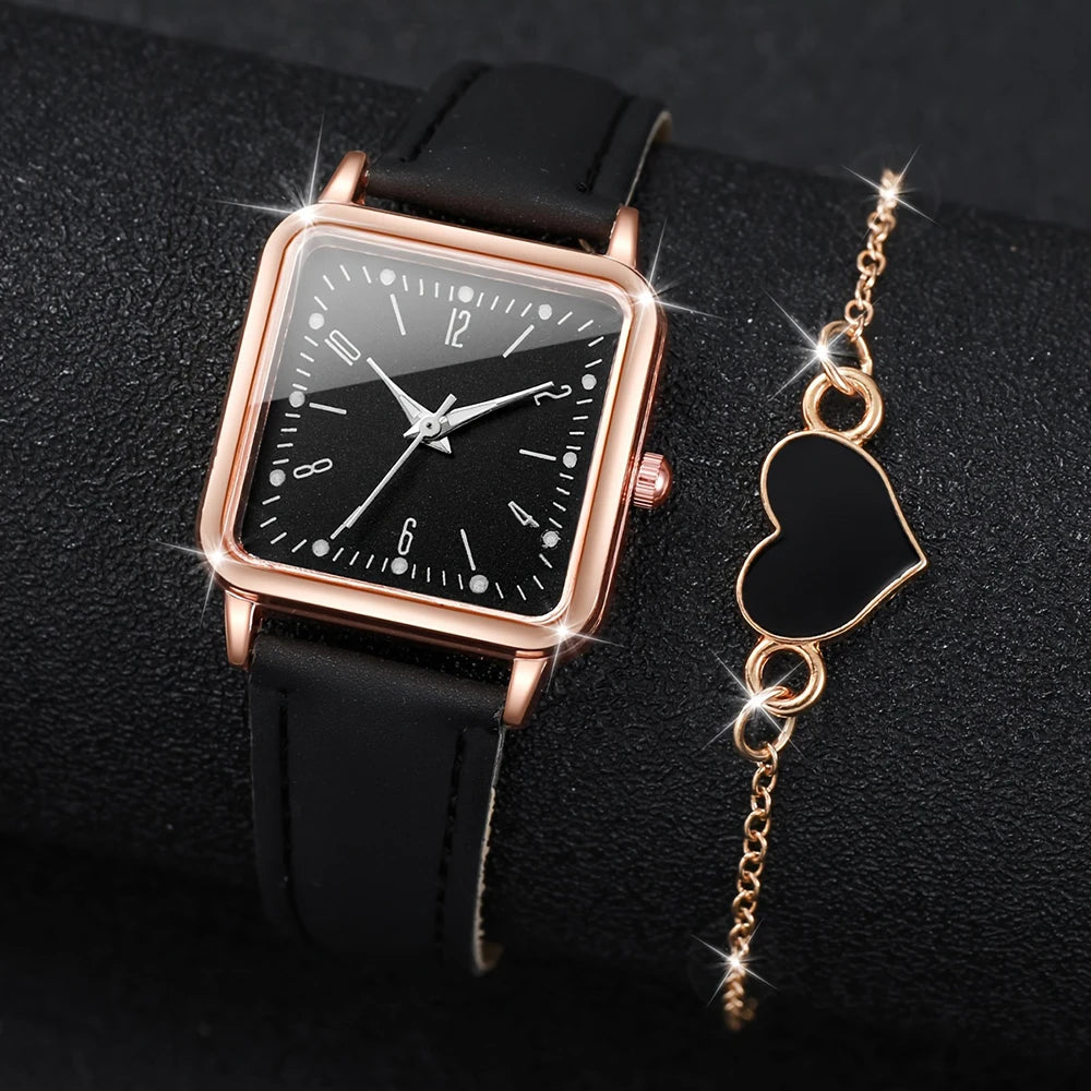 2/4PCS Fashion Minimalist Watch Luxury Men's and Women's Leather Belt Business Leisure Bracelet Quartz Watch