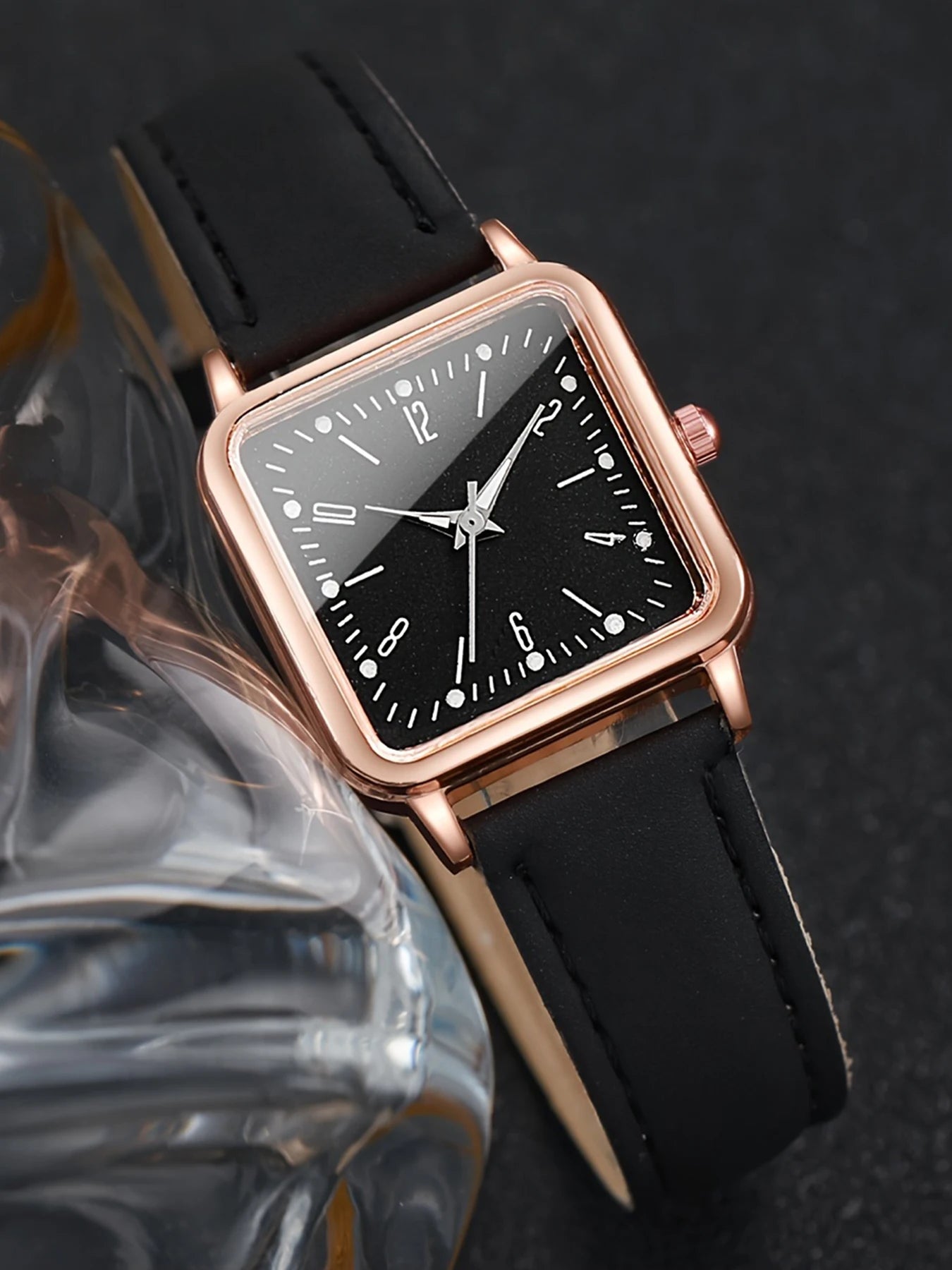 2/4PCS Fashion Minimalist Watch Luxury Men's and Women's Leather Belt Business Leisure Bracelet Quartz Watch