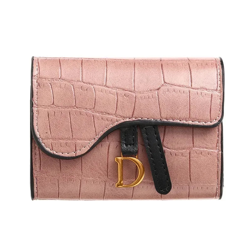 Women Luxury Card Holder Short Mini PU Wallet Letter Printed Multi Card Small Multi Functional Clutch Bag