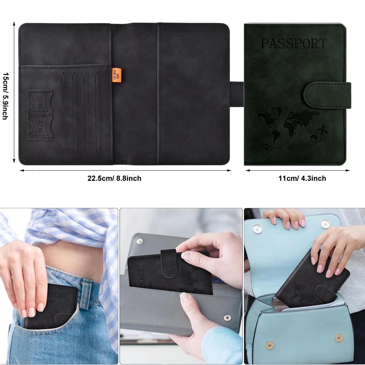 Passport Holder for Travel Essentials  Passport Wallet Cover Case for Travel  Accessories,Passport Book Holders for Women/Men