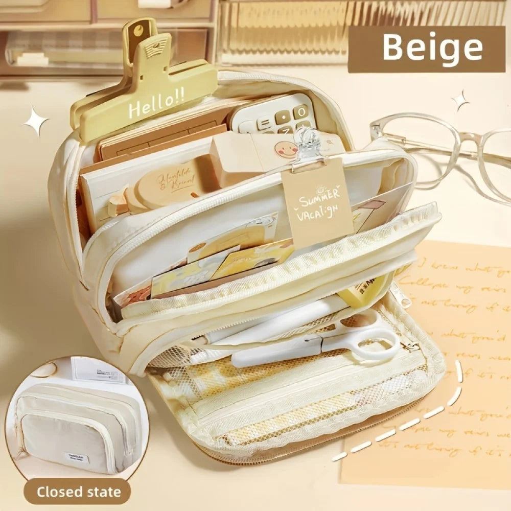 A Large-capacity Multi-layer Pencil Case, A Simple Multi-purpose Student Stationery Box And Makeup Storage Bag