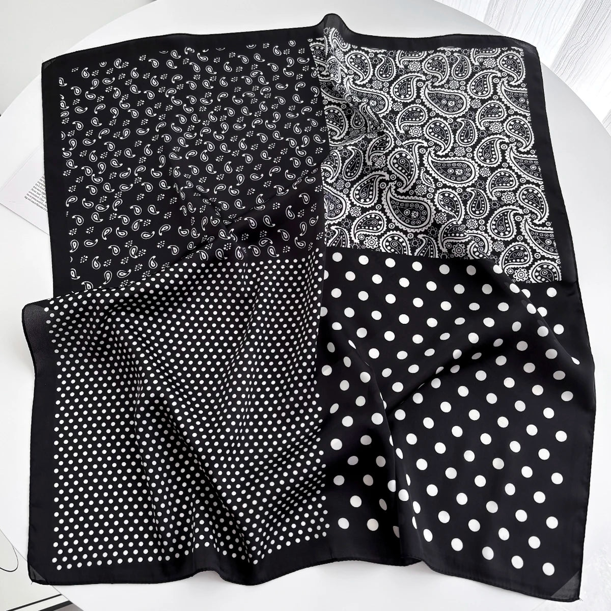 Luxury Printed Satin Square Scarf for Women