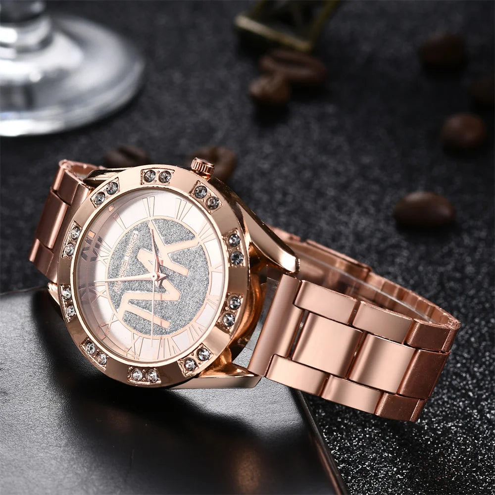 Luxury Women's Watch Fashion 2025 Diamonds TVK Quartz Watch Business Stainless Steel Gold Ladies Clock Gift Wristwatch