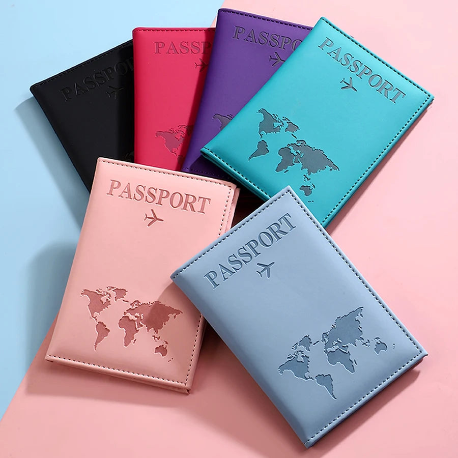 Stylish Travel Passport Cover, Multi-Card Slot for Tickets & Bank Cards, Lightweight Scratch-Resistant PU Material