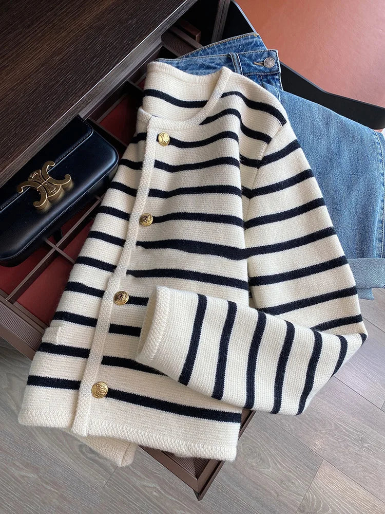 Striped Knit Cardigan & Sweater