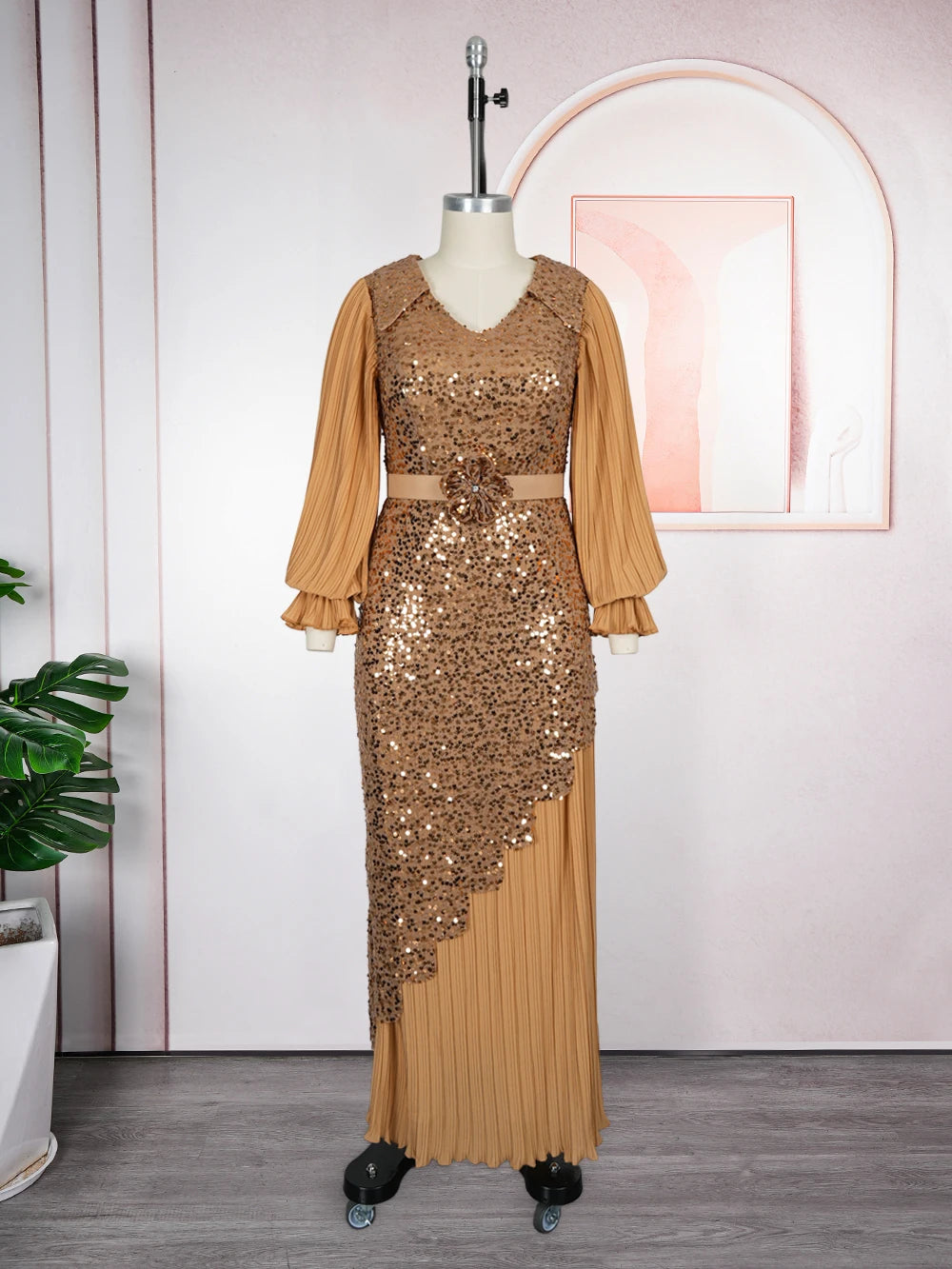 Luxury African Sequin Maxi Dress – Elegant Plus Size Evening & Party Gown