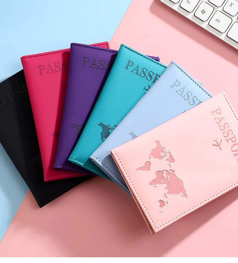 Stylish Travel Passport Cover, Multi-Card Slot for Tickets & Bank Cards, Lightweight Scratch-Resistant PU Material