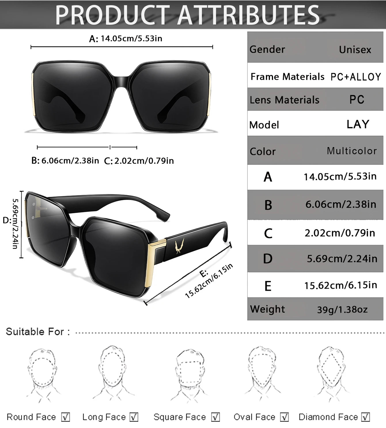 Luxury Vacation Sunglasses for Women and Men Trendy Street Square Shades with UV protection for Outdoor Hiking, Cycling Travel