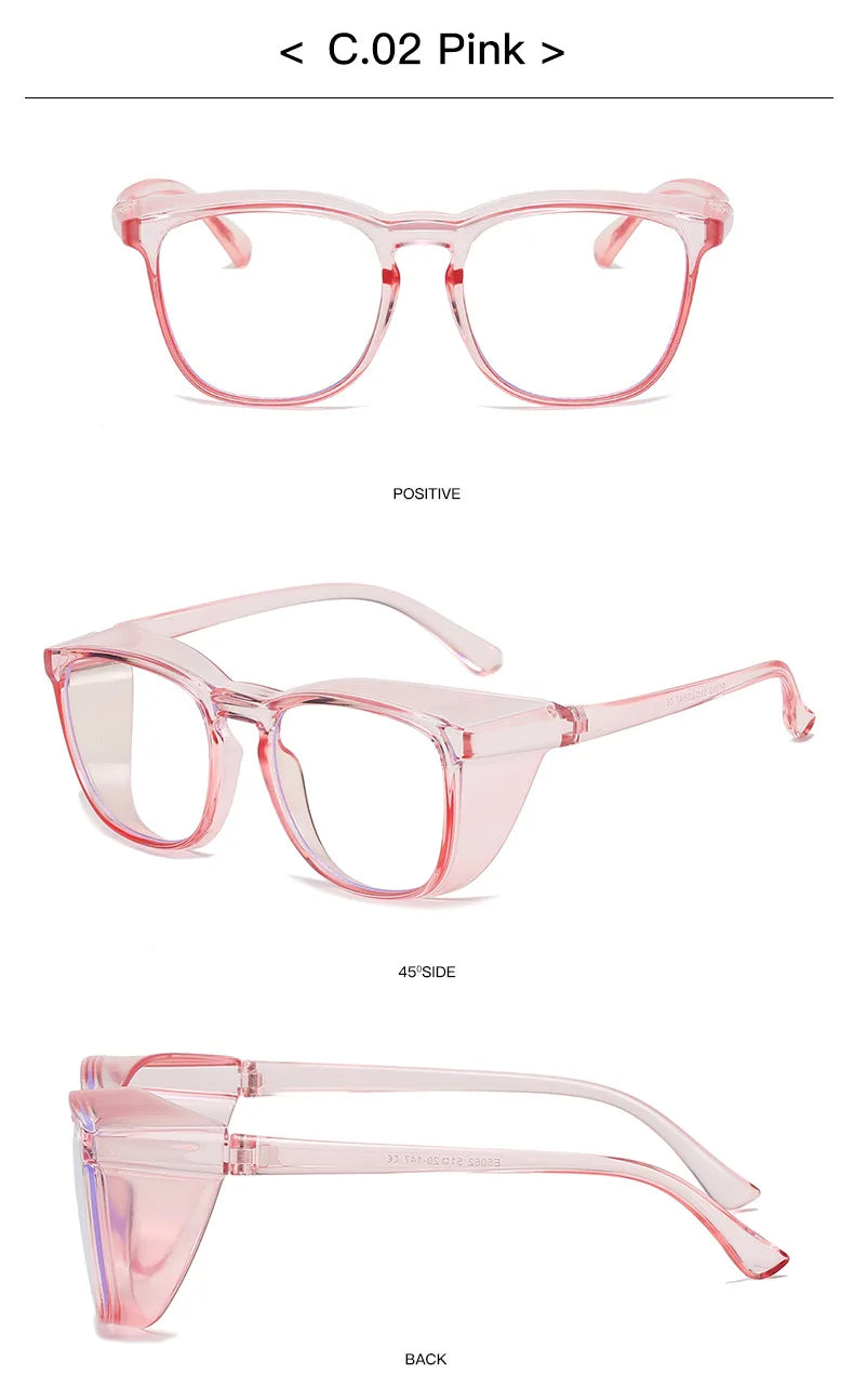 1pc Anti Pollen Safety Glasses Square Anti Fog Blue Light Blocking Glasses with Side Shields for School Daily Life