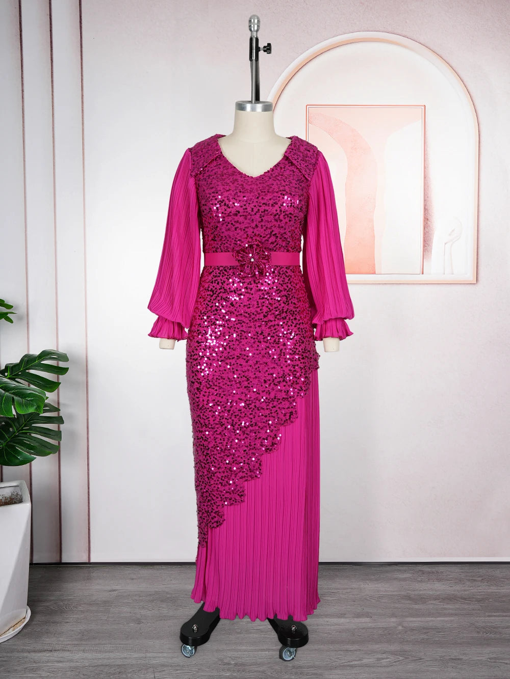 Luxury African Sequin Maxi Dress – Elegant Plus Size Evening & Party Gown