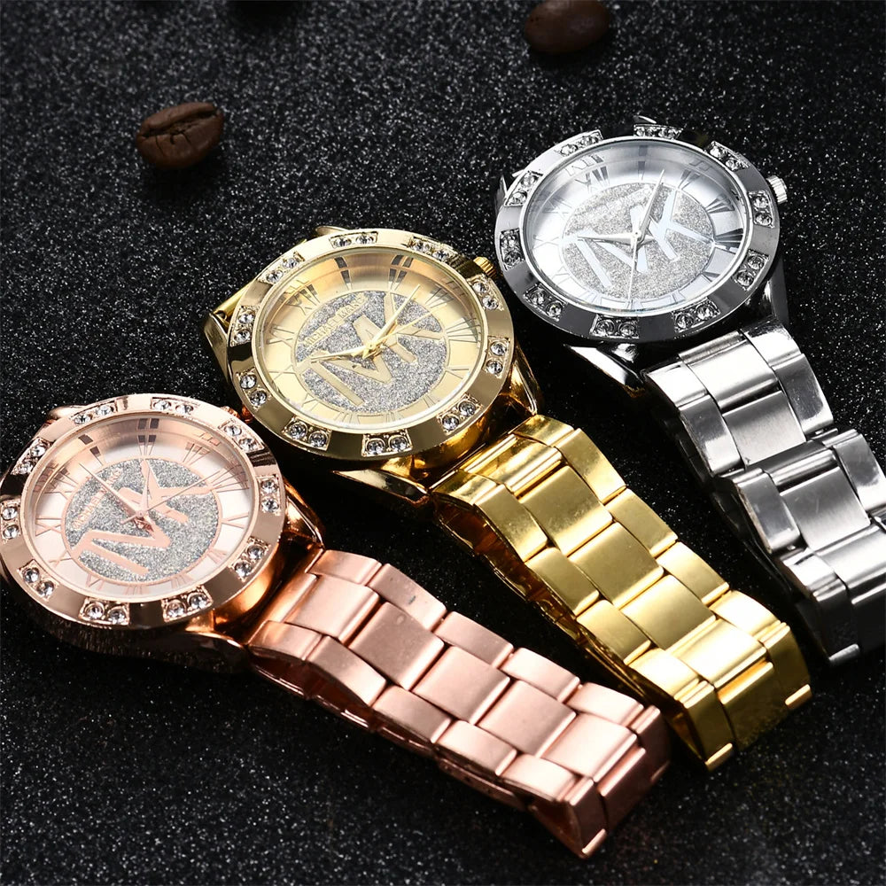 Luxury Women's Watch Fashion 2025 Diamonds TVK Quartz Watch Business Stainless Steel Gold Ladies Clock Gift Wristwatch