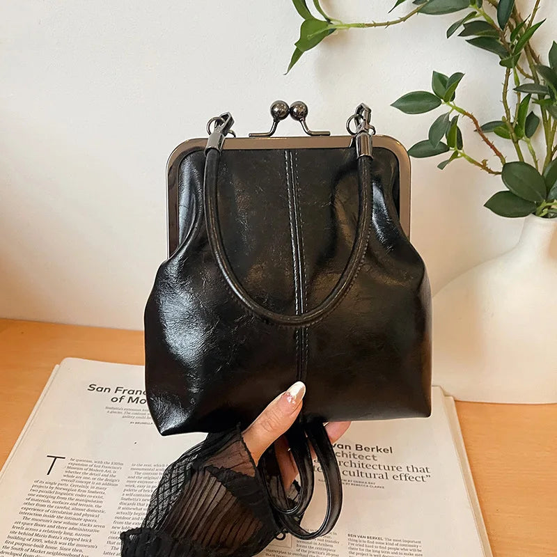 Vintage Style Women Handbag Brown Versatile Designer Shoulder Bag PU Leather Ladys Shell Purses Crossbody Bags