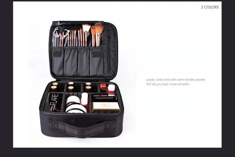 New Makeup Bag for Women Travel Waterproof Necessary Beauty Brush Embroidery Tool Storage Cosmetic Case Professional Makeup Box