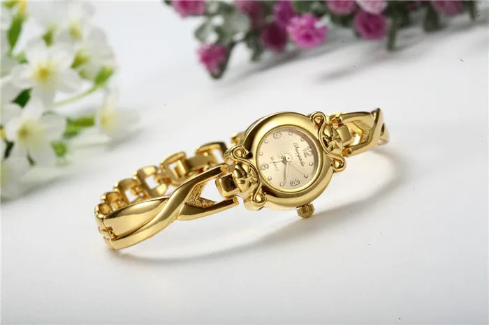 Golden Bracelet Watch For Women Small Dial Luxury Ladies Wristwatch Steel Elegant Quartz Female Clock Fashion Gift Reloj Mujer