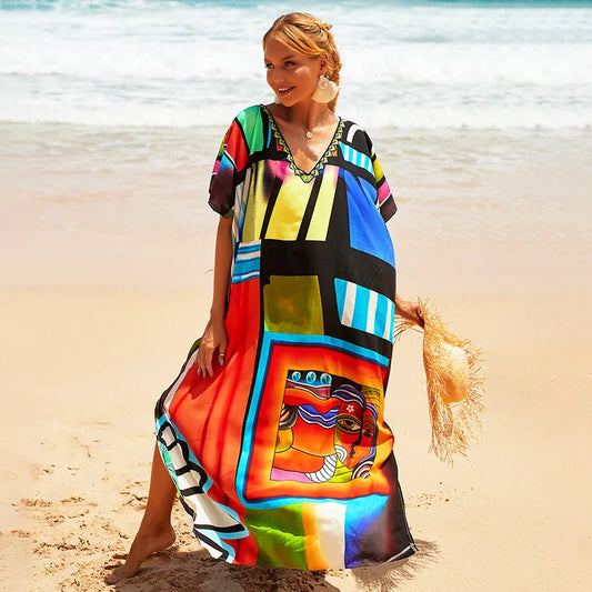 Gisy Luxury Beach Kaftan-Elegant Resort Cover-Up